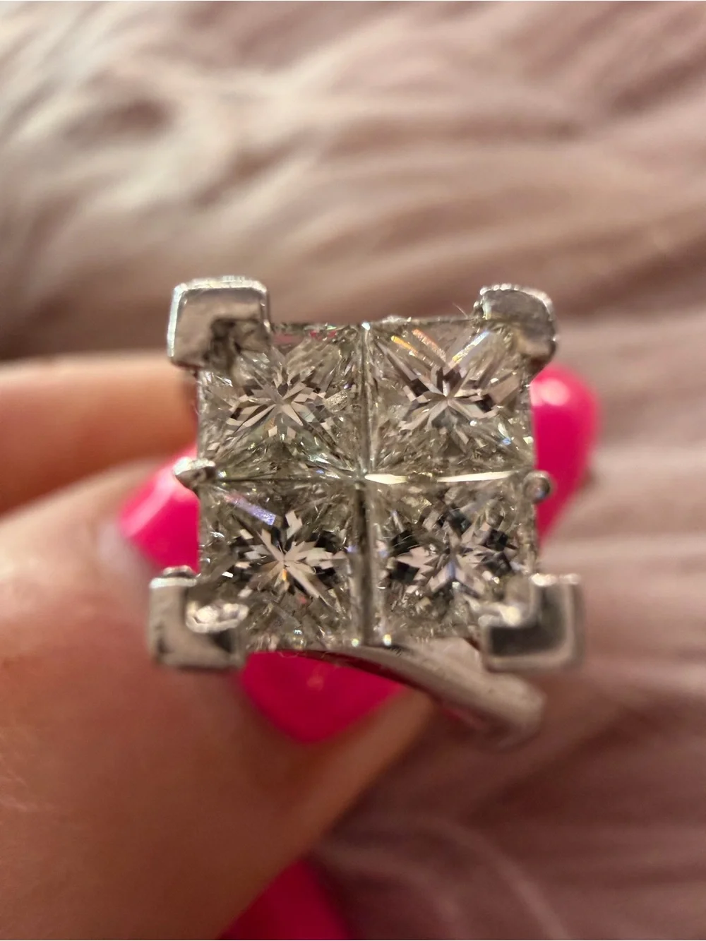 1 CT Princess-Cut Diamond Ring w/ Platinum setting